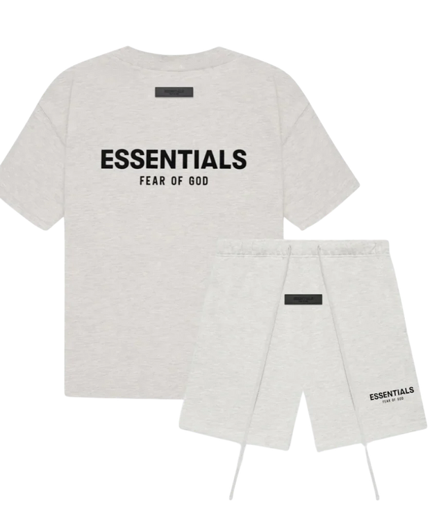 Black graphic t shirt and matching shorts set for men, front view with elastic waist and long drawstrings