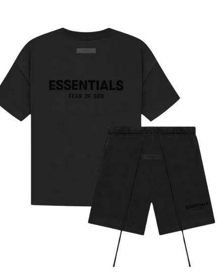 Black crewneck graphic t shirt for men shown flat, short sleeves with small chest text detail