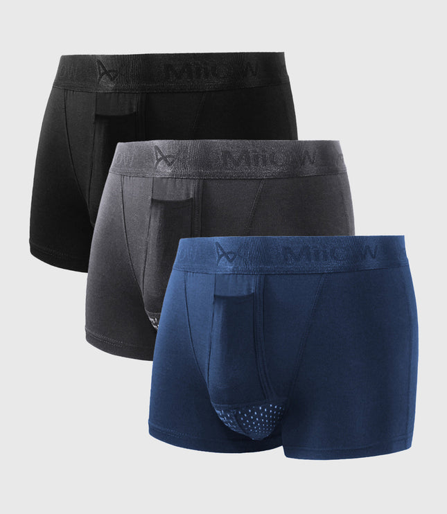 Men's 3 Pack Boxer Shorts with Front Pouch