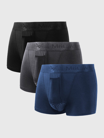 Men's 3 Pack Boxer Shorts with Front Pouch
