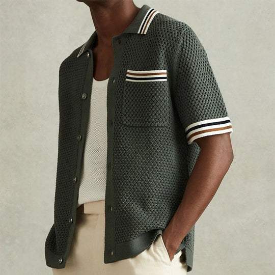 Polo d'été pour homme à manches courtes en maille vert armée