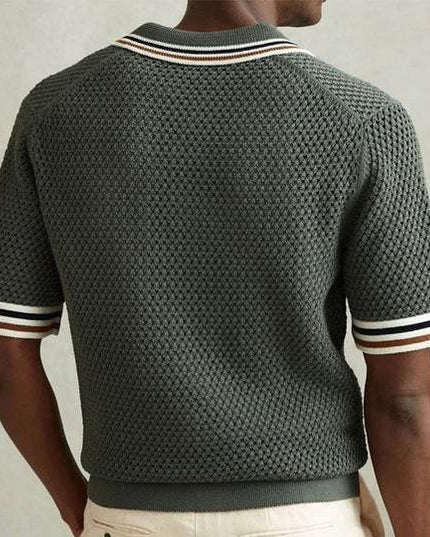 Polo d'été pour homme à manches courtes en maille vert armée