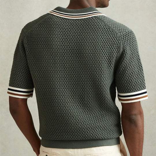 Polo d'été pour homme à manches courtes en maille vert armée
