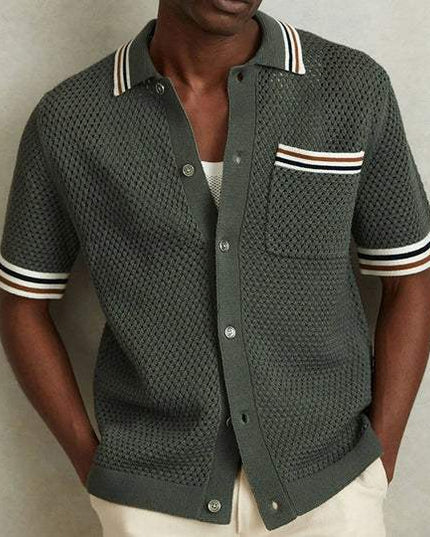 Polo d'été pour homme à manches courtes en maille vert armée