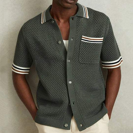 Polo d'été pour homme à manches courtes en maille vert armée