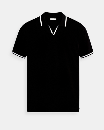 Polo pour homme à manches courtes avec bordure contrastante noire