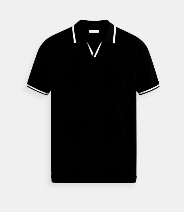 Polo pour homme à manches courtes avec bordure contrastante noire