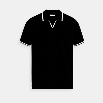 Polo pour homme à manches courtes avec bordure contrastante noire