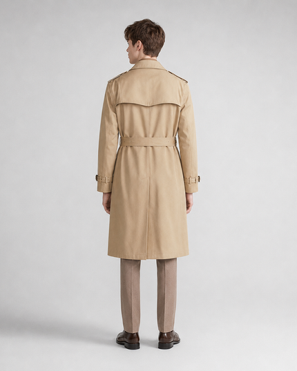 Men's Broad Lapel Long Double Breasted Trench Coat