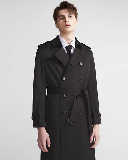Men's Broad Lapel Long Double Breasted Trench Coat