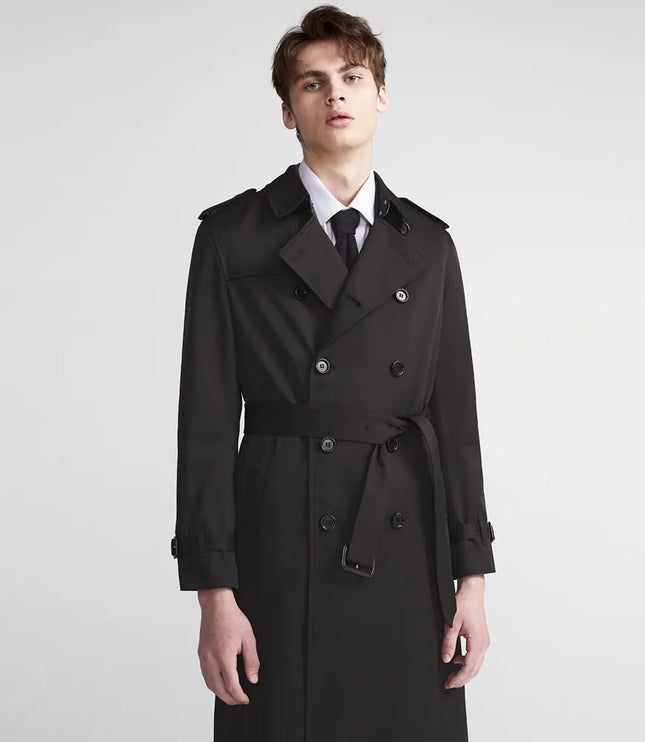 Men's Broad Lapel Long Double Breasted Trench Coat
