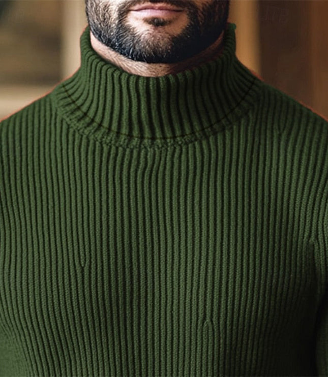 Men's Broad Rib Knitted Jumper with Roll Neck