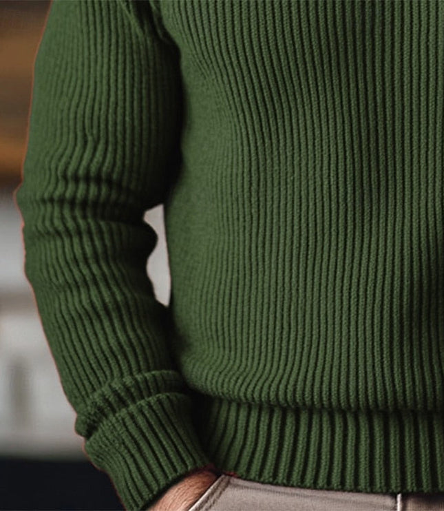 Men's Broad Rib Knitted Jumper with Roll Neck