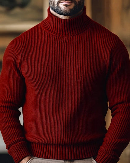 Men's Broad Rib Knitted Jumper with Roll Neck