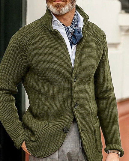 Men's Waffle-Knit Button-Front Cardigan Sweater - Green
