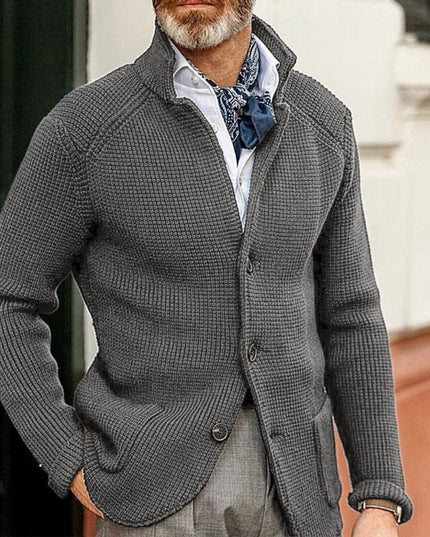 Men's Waffle-Knit Button-Front Cardigan Sweater - Gray