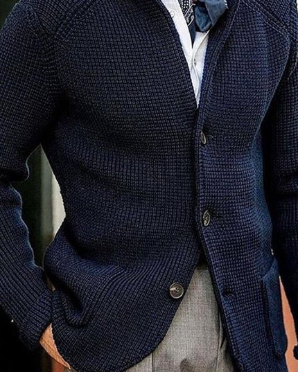Men's Waffle-Knit Button-Front Cardigan Sweater - Blue