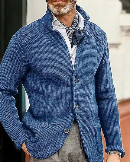 Men's Waffle-Knit Button-Front Cardigan Sweater - Sky Blue