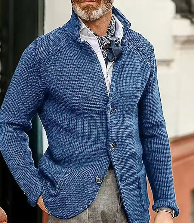 Men's Waffle-Knit Button-Front Cardigan Sweater - Sky Blue