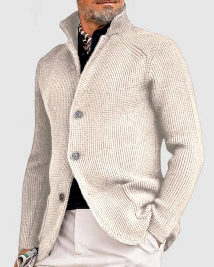 Men's Waffle-Knit Button-Front Cardigan Sweater - White