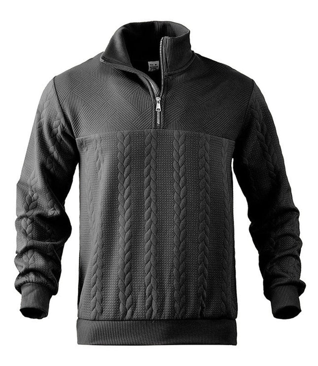 Men's Cable Knit Sweater Quarter-Zip Pullover