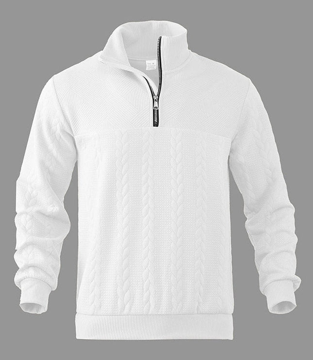 Men's Cable Knit Sweater Quarter-Zip Pullover