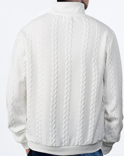 Men's Cable Knit Sweater Quarter-Zip Pullover
