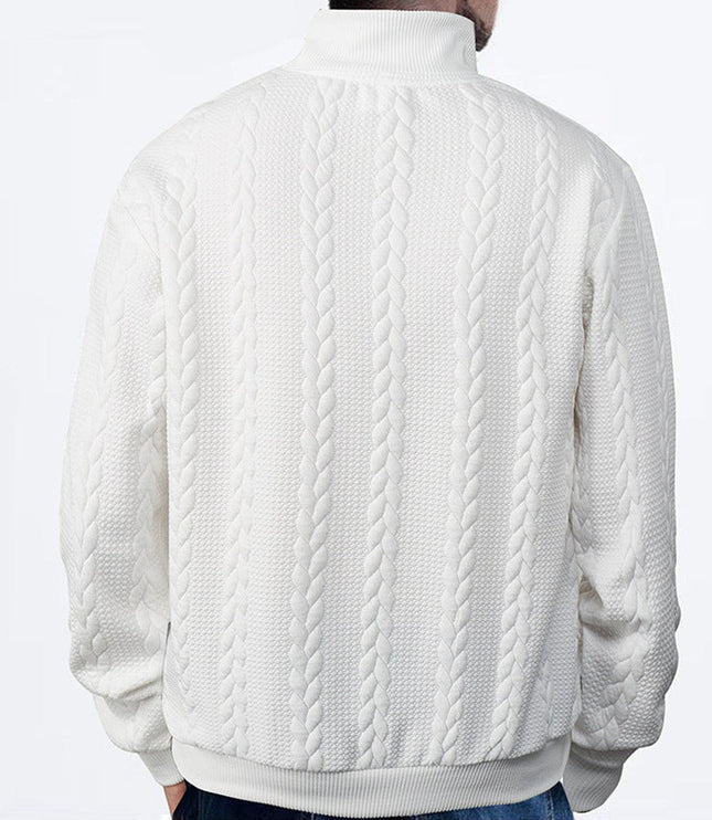 Men's Cable Knit Sweater Quarter-Zip Pullover
