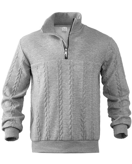 Men's Cable Knit Sweater Quarter-Zip Pullover