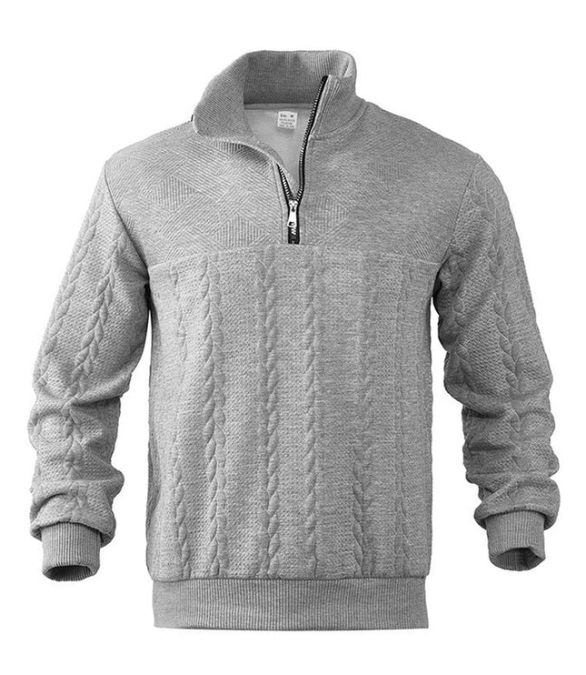 Men's Cable Knit Sweater Quarter-Zip Pullover