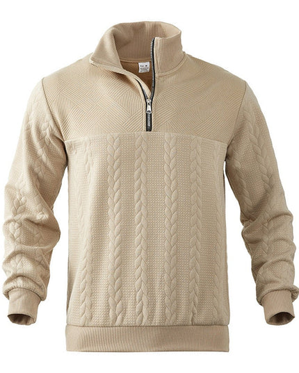 Men's Cable Knit Sweater Quarter-Zip Pullover