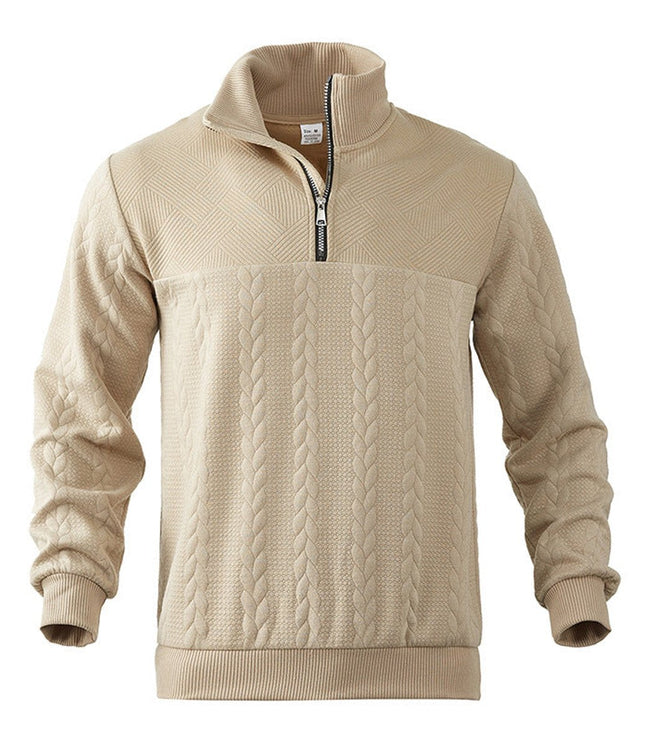 Men's Cable Knit Sweater Quarter-Zip Pullover