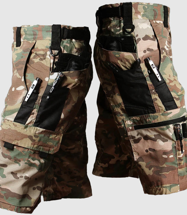 Short cargo camouflage pour homme, longueur genou, multi-poches, été