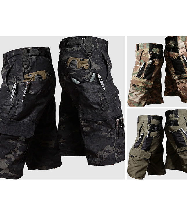 Short cargo camouflage pour homme, longueur genou, multi-poches, été