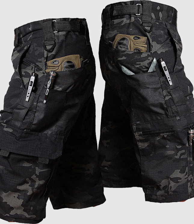 Short cargo camouflage pour homme, longueur genou, multi-poches, été
