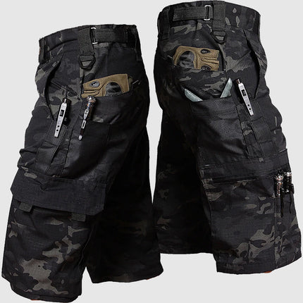 Short cargo camouflage pour homme, longueur genou, multi-poches, été