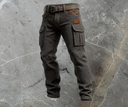 Jean cargo en denim décontracté avec texture matelassée et multi-poches pour homme