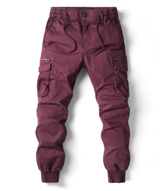 Pantalon jogger cargo pour homme avec multi-poches, cordon de serrage et coupe fuselée