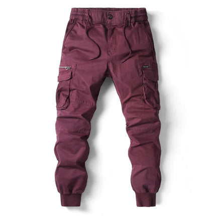 Pantalon jogger cargo pour homme avec multi-poches, cordon de serrage et coupe fuselée