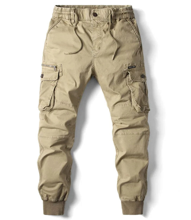 Pantalon jogger cargo pour homme avec multi-poches, cordon de serrage et coupe fuselée