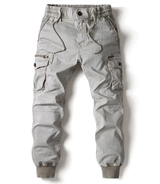 Pantalon jogger cargo pour homme avec multi-poches, cordon de serrage et coupe fuselée