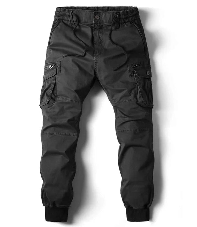 Pantalon jogger cargo pour homme avec multi-poches, cordon de serrage et coupe fuselée