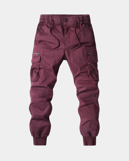 Pantalon jogger cargo pour homme avec multi-poches, cordon de serrage et coupe fuselée