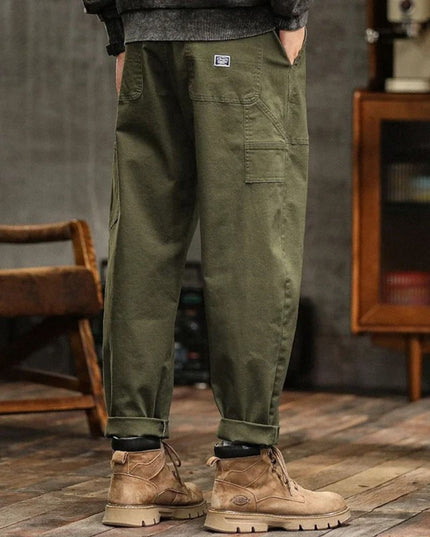 Pantalon cargo à jambe droite décontractée avec multi-poches pour homme, vêtement de travail