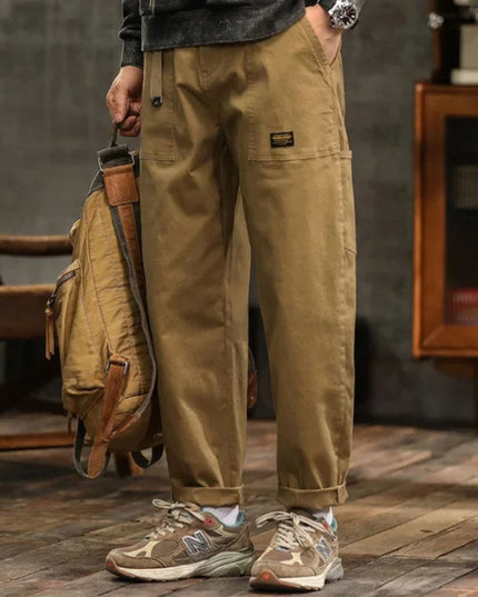 Pantalon cargo à jambe droite décontractée avec multi-poches pour homme, vêtement de travail