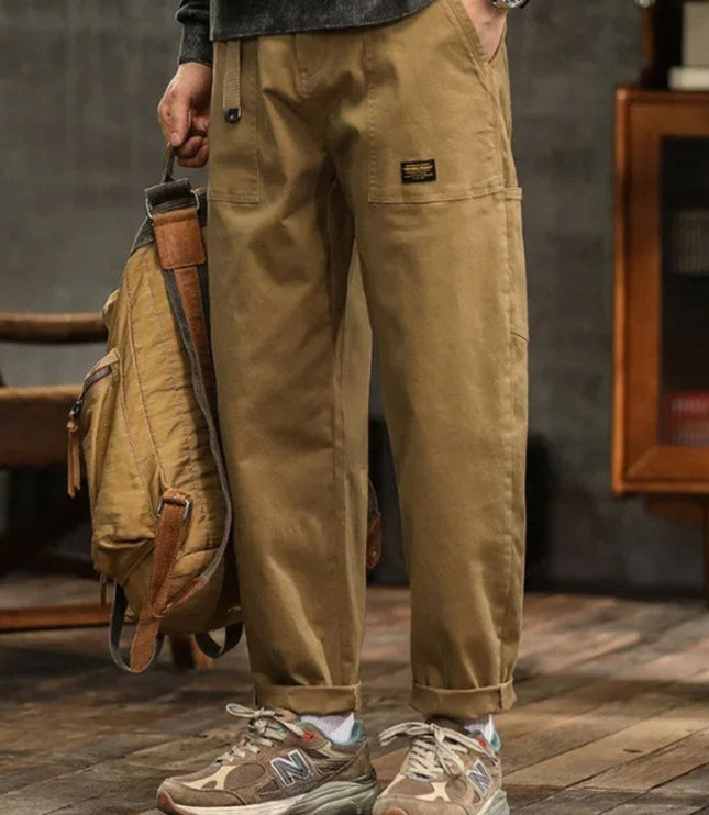 Pantalon cargo à jambe droite décontractée avec multi-poches pour homme, vêtement de travail