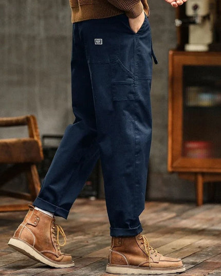 Pantalon cargo à jambe droite décontractée avec multi-poches pour homme, vêtement de travail