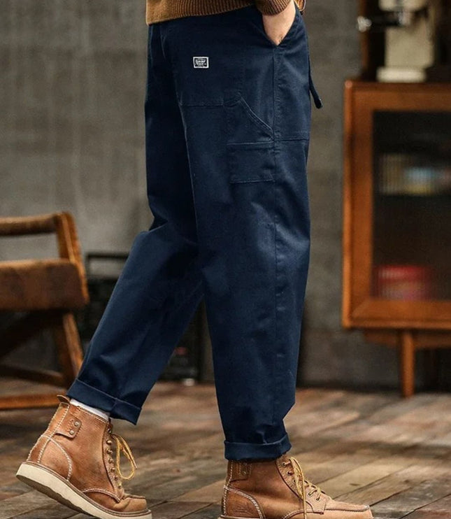 Pantalon cargo à jambe droite décontractée avec multi-poches pour homme, vêtement de travail