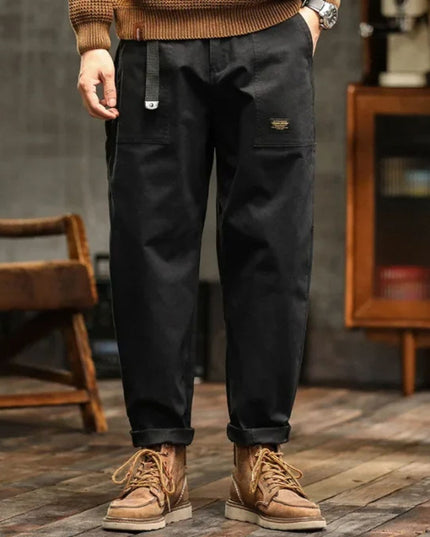 Pantalon cargo à jambe droite décontractée avec multi-poches pour homme, vêtement de travail