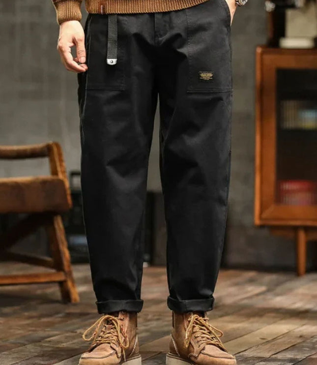 Pantalon cargo à jambe droite décontractée avec multi-poches pour homme, vêtement de travail